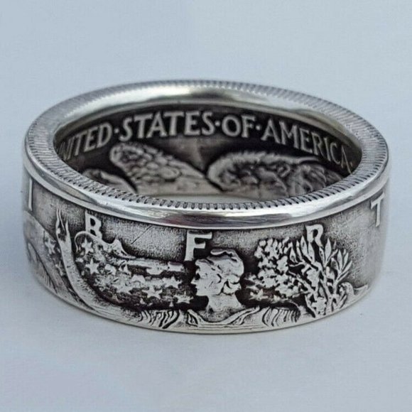 Awesome Men’s 925 Silver Half Dollar Ring - Picture 3 of 3